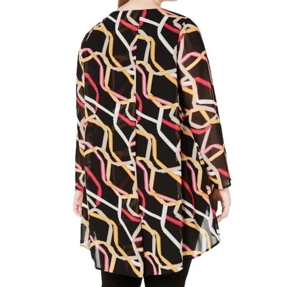 Alfani Women's Plus Size Black Comb Printed Overlay Tunic, Multi Ribbons, 0X/XL - Picture 8 of 15